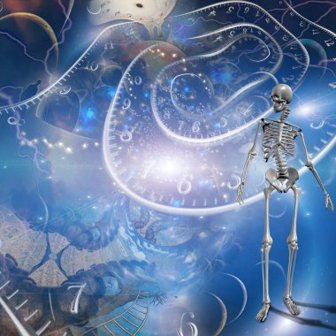 Gerçek olmayan boyutlarda iskelet. 3B görüntüleme