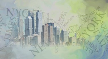 New York Şehri Renkli Soyut Ressamlık