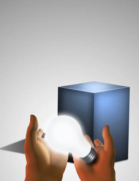 電球が手に入ってる 3Dレンダリング — ストック写真
