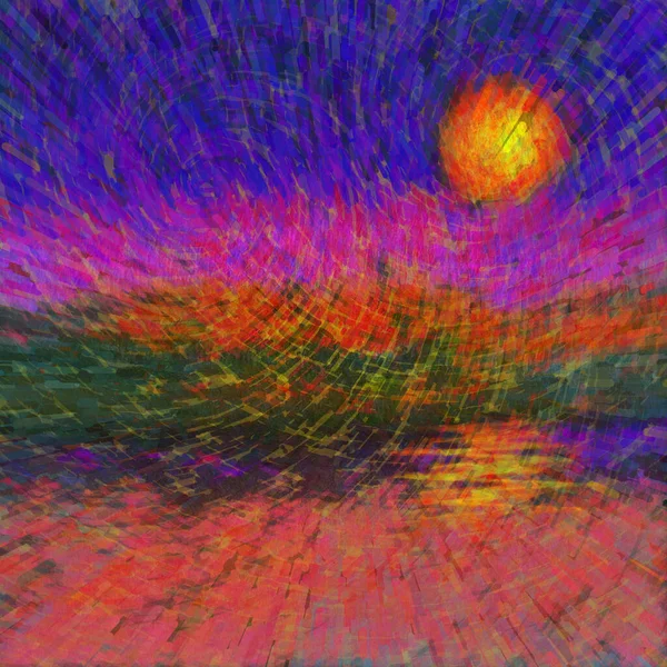 Tramonto Astratto Alba Pittura Digitale — Foto Stock