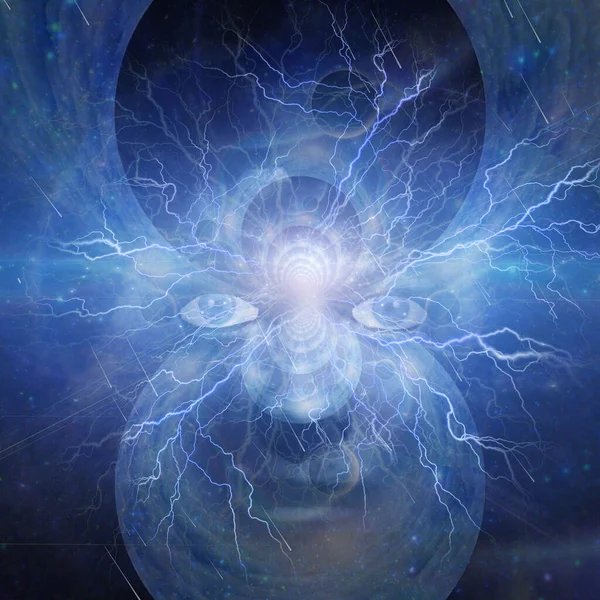 Face Space Energy Burst Rendering — Stock Photo, Image