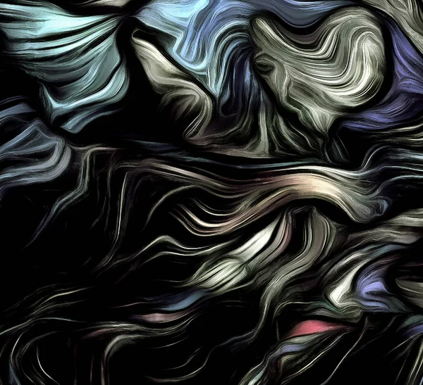 色の動きの流体ライン 暗い色の抽象的な 3Dレンダリング — ストック写真