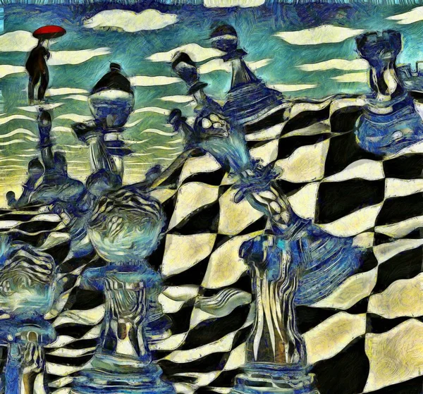 Chess Abstract Peinture Numérique Haute Qualité Rendu — Photo