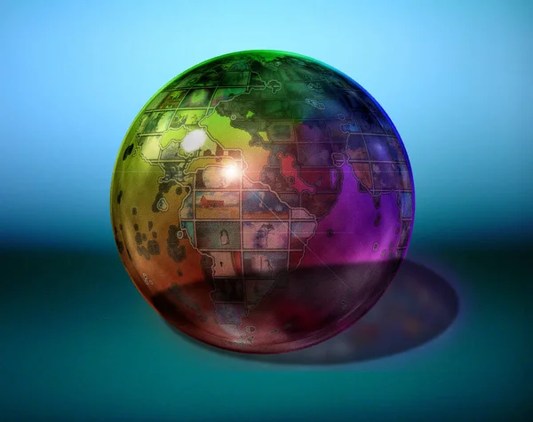 惑星地球 ガラス球 3Dレンダリング — ストック写真