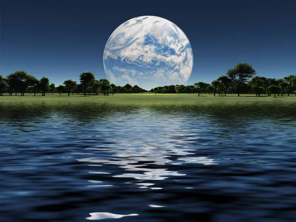 Niebieska Planeta Horyzoncie — Zdjęcie stockowe