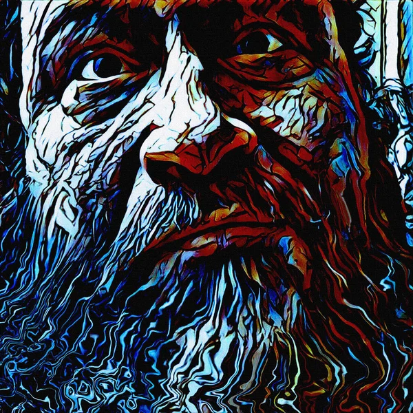 Illustration Old Man Face — Stock Photo, Image