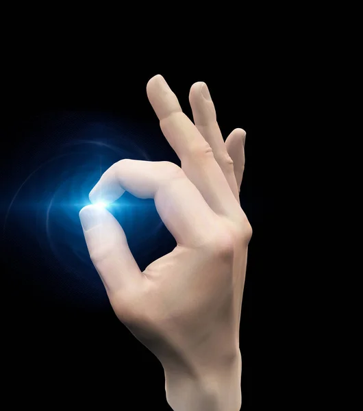 Spark Holding Energy Hand Sign Rendering — Stock Photo, Image