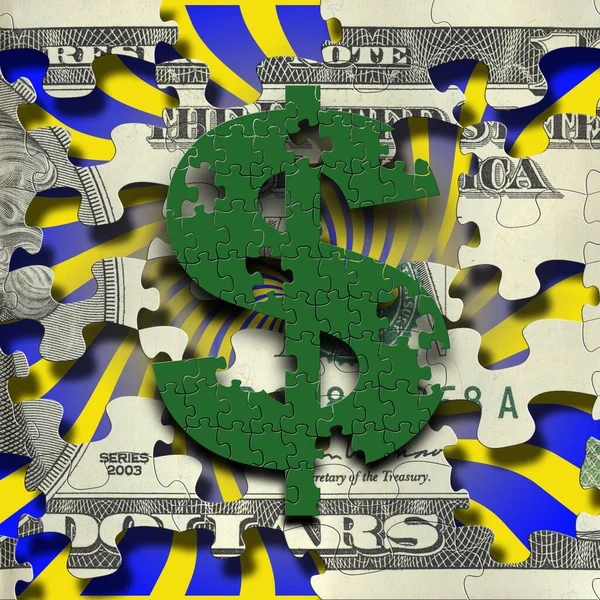 Dollar Puzzle Pattern Pop Art Background — Stock Photo, Image