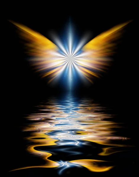 White Wings Radiating Light Rendering — Foto Stock