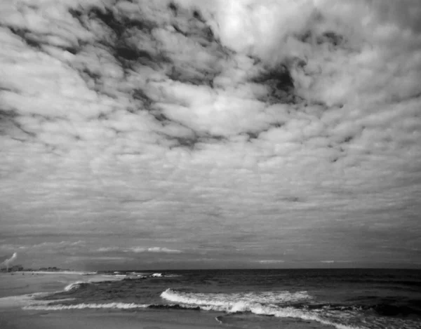 Beautiful View Sandy Sea Beach Cloudy Day — Stock Photo, Image