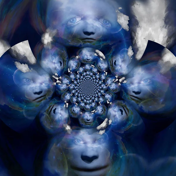 Ghosts Faces Fractal Rendering — Stock Photo, Image