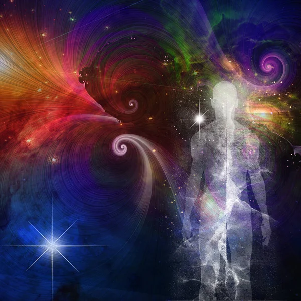 Human Spirit Vivid Colorful Universe Rendering — Stock Photo, Image