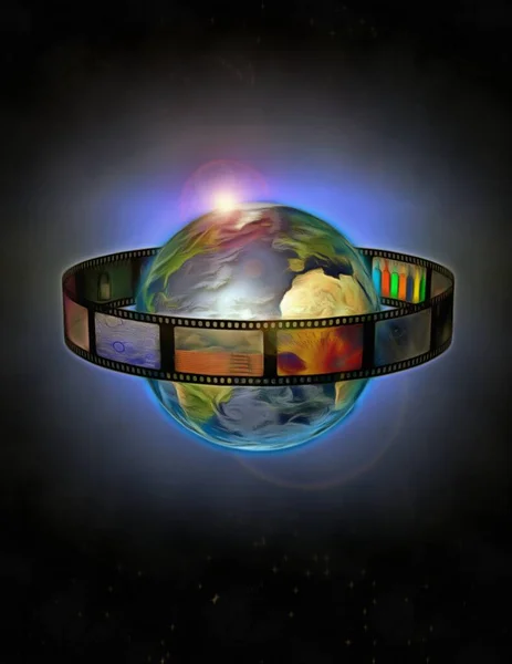 Planet Earth Surrounded Film Strip — Stock Photo, Image