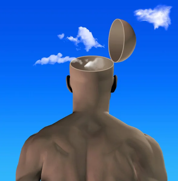 Κενό Κεφάλι Άνθρωπος Σύννεφα — Φωτογραφία Αρχείου