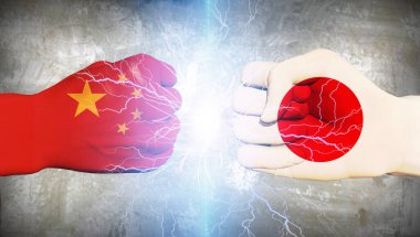 Japonya Çin 'e karşı. 3B görüntüleme