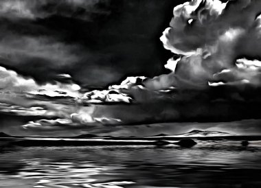 İzlenimcilik. Dağ ufkunun üzerindeki bulutlar.