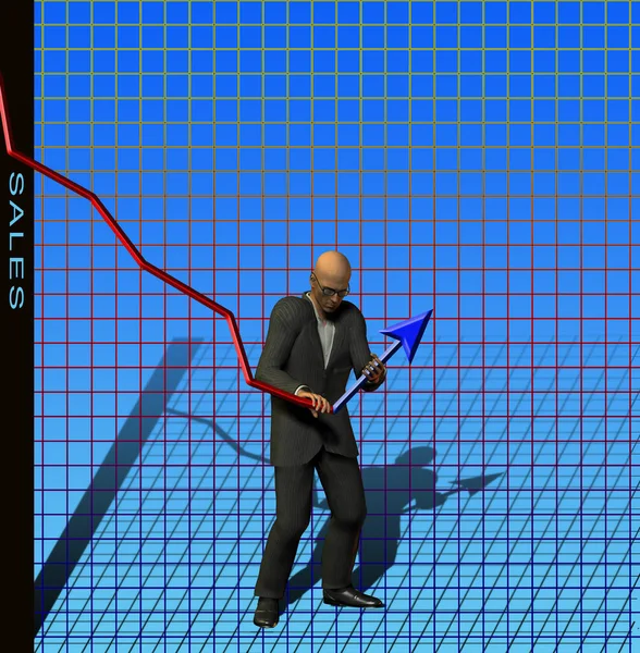 ビジネスマンとチャート 3Dレンダリング — ストック写真