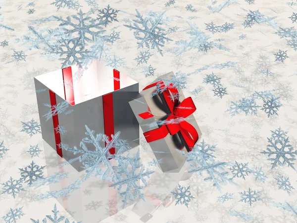 Open Gift Box Snowflakes — Stock Photo, Image
