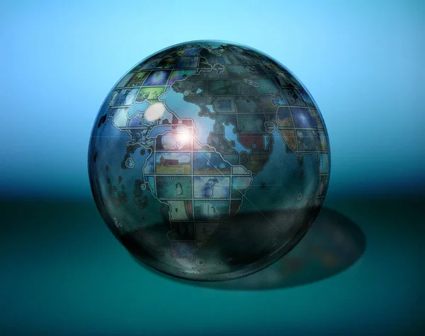 惑星地球 ガラス球 3Dレンダリング — ストック写真