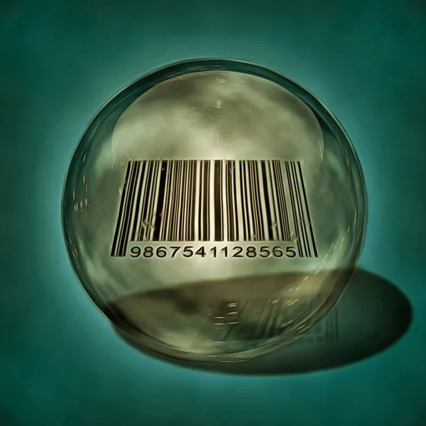 Barcode Crystal Ball Rendering — Stock Photo, Image