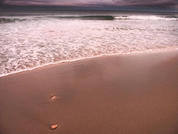 Písečné Pobřeží Oceánu Vlny — Stock fotografie