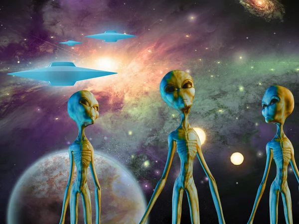 Aliens Naves Espaciais Renderização — Fotografia de Stock