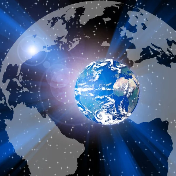 Planet Earth Beam Light — Stock Photo, Image