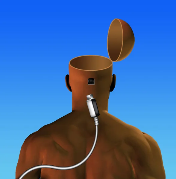 頭にコネクタを持つ男 Usbケーブル — ストック写真