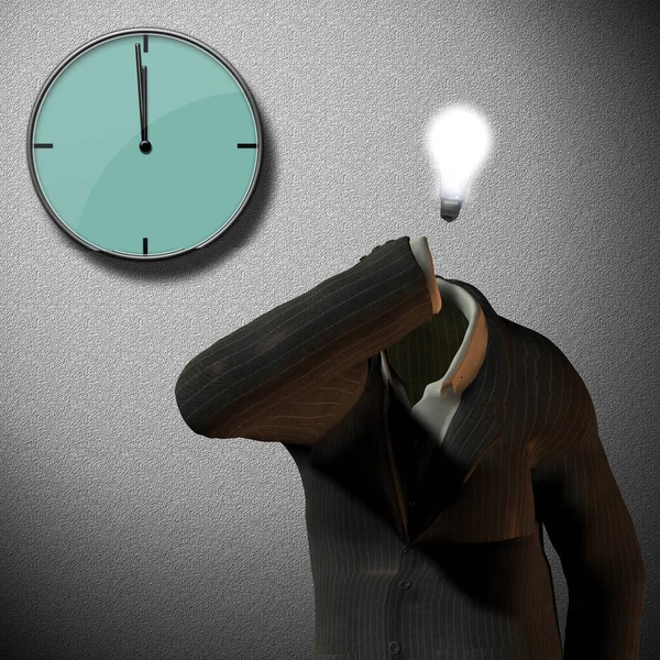Business Concept Five Clock Empty Suit Light Bulb — Stock Photo, Image