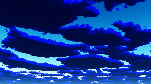 Deep Blue Clouds. 3D rendering
