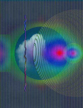 Çemberlerin ve çizgilerin soyut hali. 3B görüntüleme