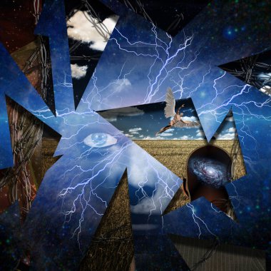 Gerçeklik kırıntıları. Gerçeküstü sanat. 3B görüntüleme