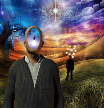 Muhteşem Peyzaj Kompozisyonu. 3B görüntüleme