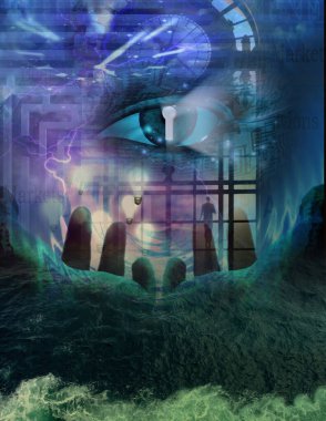 Güç ve gizemli kompozisyon. 3B görüntüleme