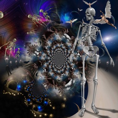 Gerçek olmayan boyutlarda iskelet. 3B görüntüleme