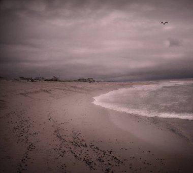 Kumlu okyanus kıyısı. 3B görüntüleme