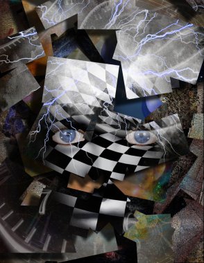 Karmaşık gerçeküstü sanat. Zaman ve hayal gücü. 3B görüntüleme