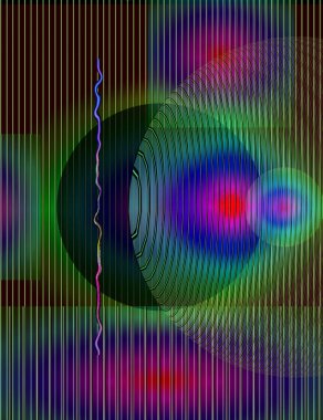 Çemberlerin ve çizgilerin soyut hali. 3B görüntüleme