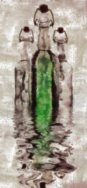 Şişenin soyut sanatsal çizimleri