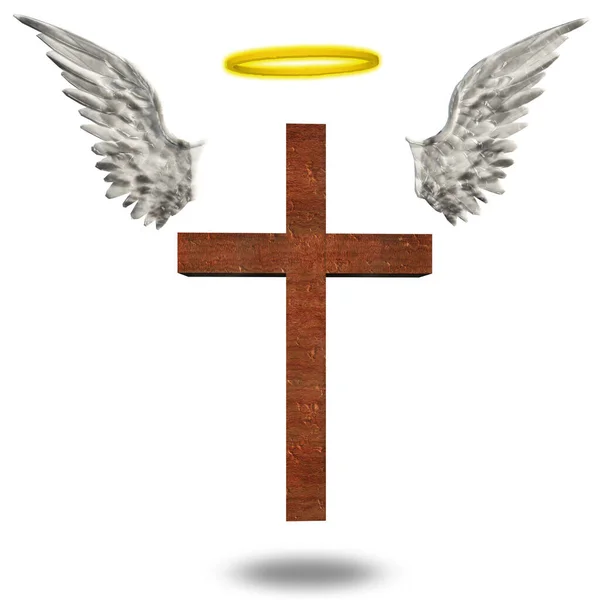 Крест Крыльями Нимб Рендеринг — стоковое фото