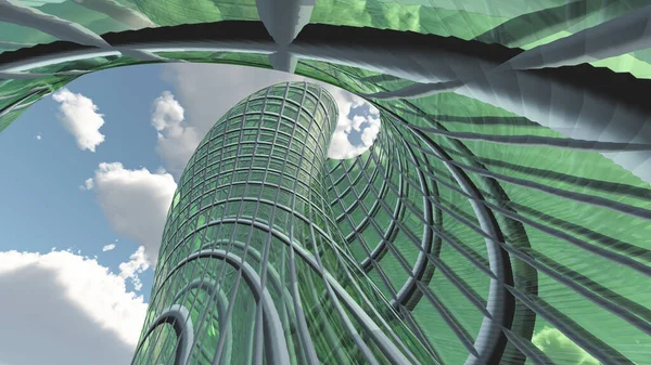 Contemporary Alien Architecture Rendering — Stock Photo, Image