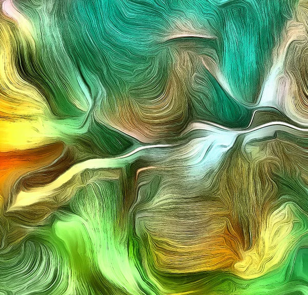 緑の色の動きの流体ライン 3Dレンダリング — ストック写真