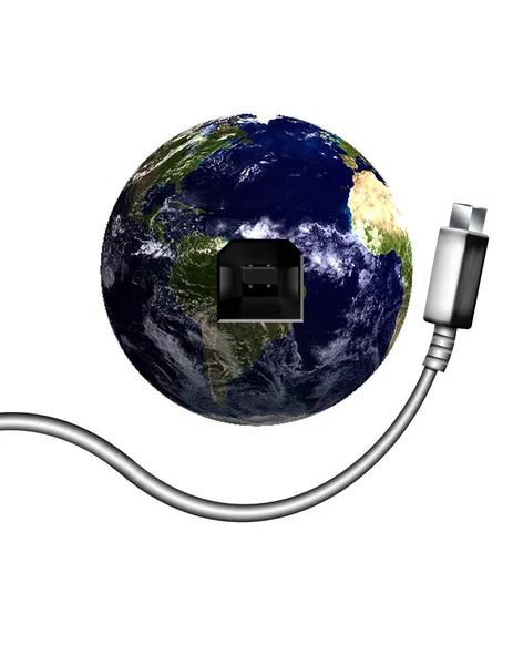 Planeta Terra Com Conector — Fotografia de Stock