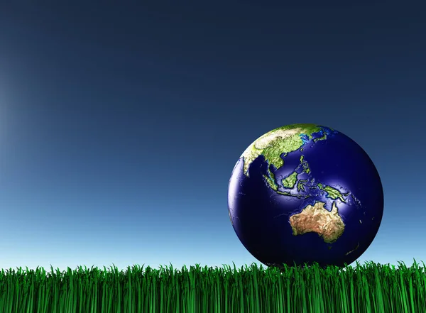 Planeta Země Zeleném Poli — Stock fotografie