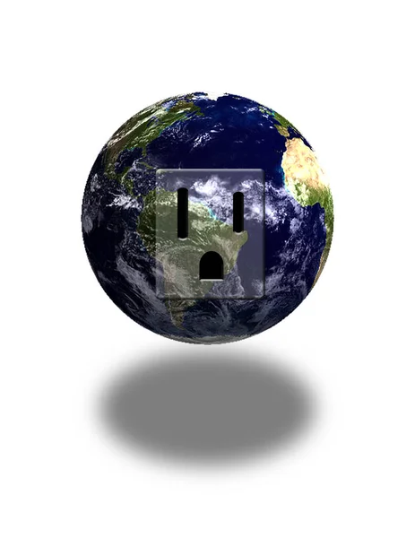 Planeta Terra Com Conector — Fotografia de Stock