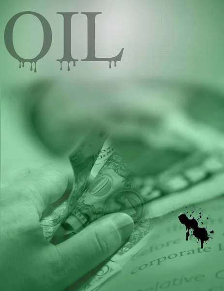 Ölgeld Menschenhand Rendering — Stockfoto