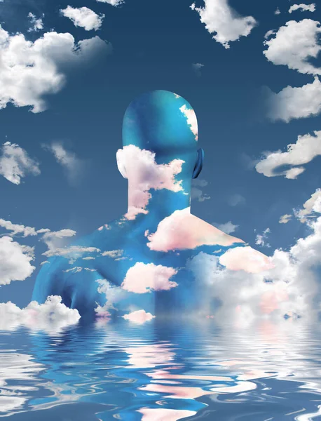 雲の中の男の頭 — ストック写真
