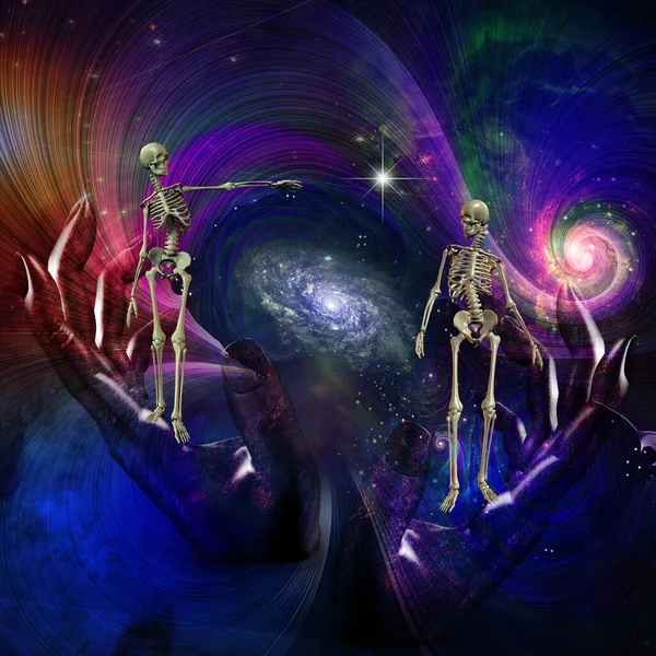 Skeletal Figures Cosmos Ending Existence — Stock Photo, Image