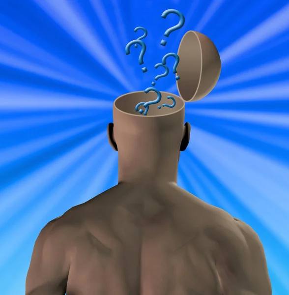 Head Full Questions Rendering — Stock Photo, Image