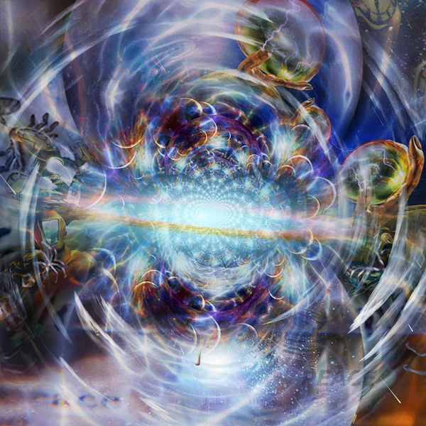 Multiverse Fractal Universa Inuti Glassfärer Tidsspiraler — Stockfoto